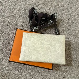 Hermes epsom calvi card case - nata color